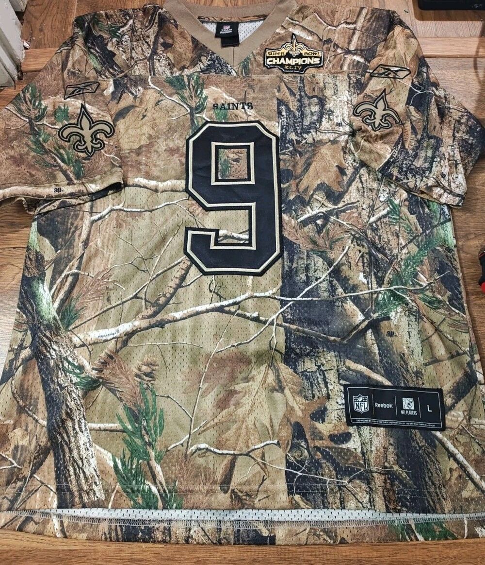 Reebok New Orleans Saint Jersey Large Realtree Camo Drew Brees NFL Football
